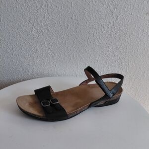 SOLD SOLD  Women's Rebekah Waxy Burnished Black Slingback Sandals
